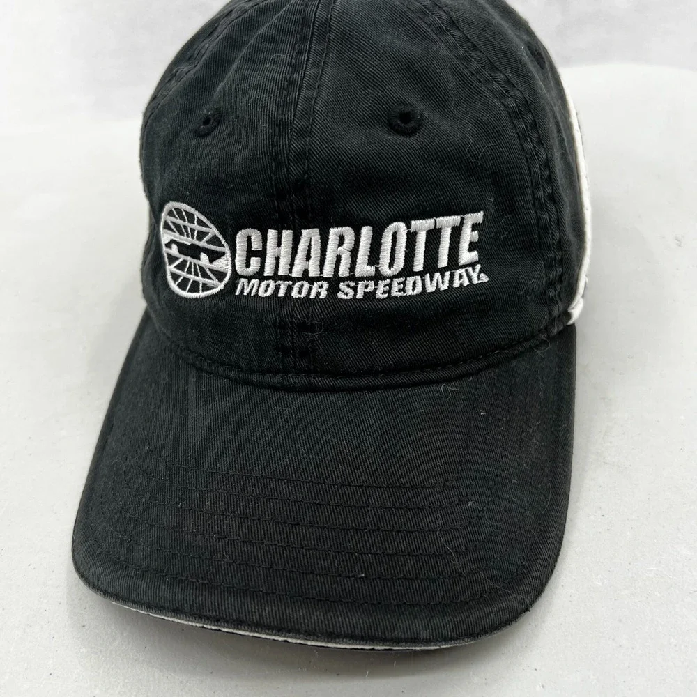 Adidas Charlotte Motor Speedway Men's Hat Black White 3‎ Stripe Baseball Cap